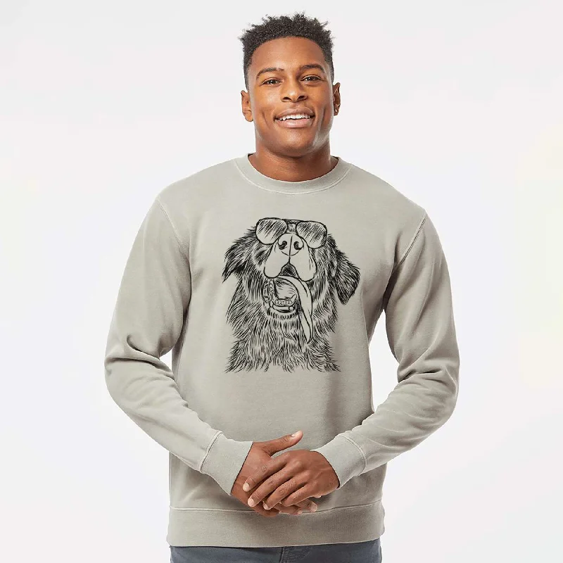 Aviator Quint the Mixed Breed - Unisex Pigment Dyed Crew Sweatshirt Hoodie with Hem Embroidery Detailed Premium