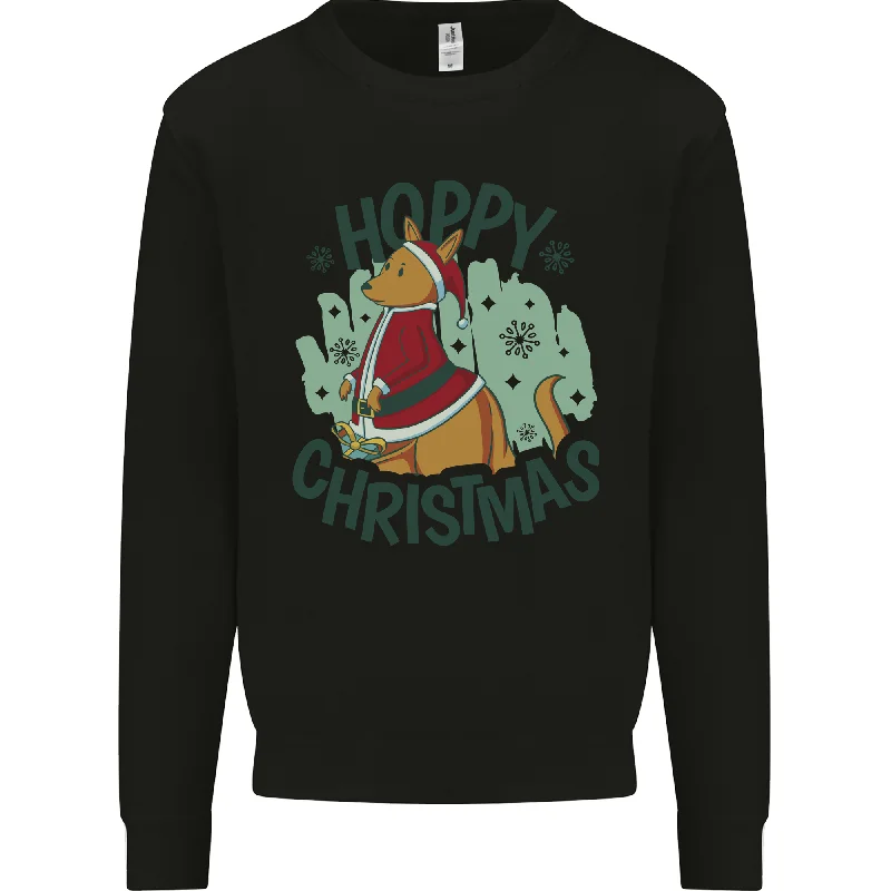 Hoppy Christmas Funny Kangaroo Xmas Mens Sweatshirt Jumper Hoodie with Neon Bright Vibrant
