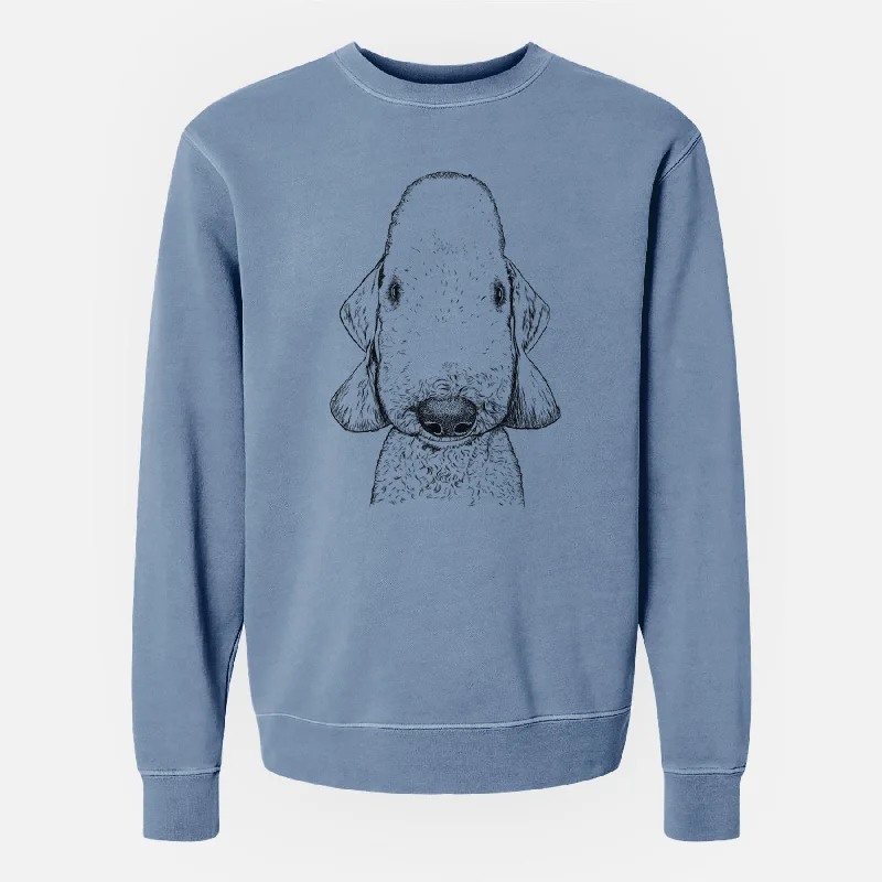Bare Remington the Bedlington Terrier - Unisex Pigment Dyed Crew Sweatshirt Hoodie with Batwing Sleeves Loose Dramatic