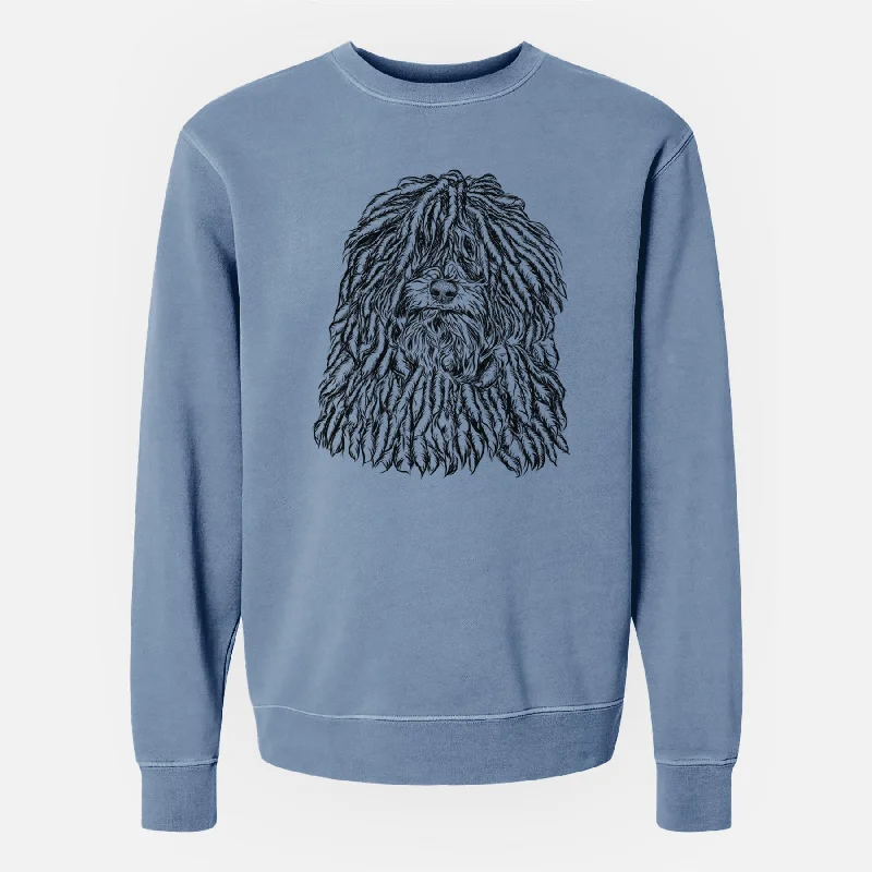 Bare Rezi the Puli - Unisex Pigment Dyed Crew Sweatshirt Hoodie with Relaxed Fit Easy Casual