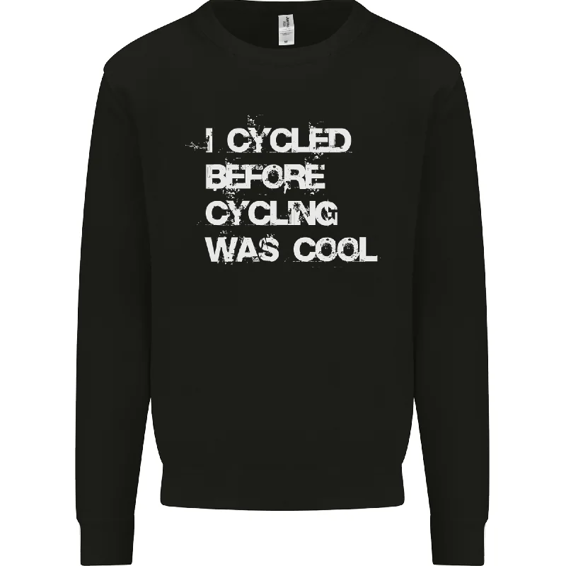 I Cycled Before Cycling was Cool Cycling Mens Sweatshirt Jumper Hoodie with Hidden Zipper Minimalist Clean