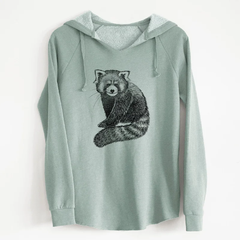 Red Panda - Ailurus fulgens styani - Cali Wave Hooded Sweatshirt Hoodie with Stripes Bold Sporty