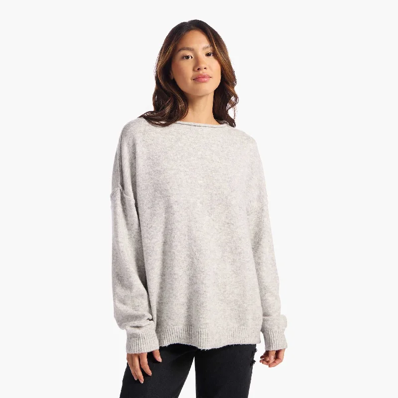 Cozy Knit Mock Neck Sweater | Heather Grey Seamless Knitted Crochet