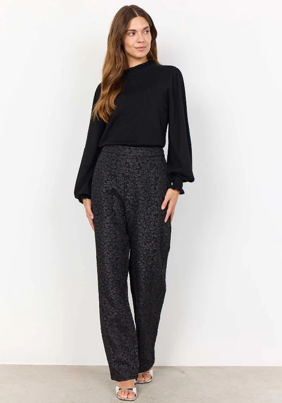 Soyaconcept Nilda Fabirc Flower Trousers, Black Trousers Top Rated