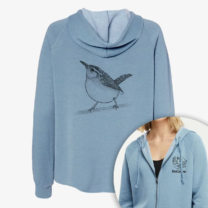 Carolina Wren - Thryothorus ludovicianus - Women's Cali Wave Zip-Up Sweatshirt Zip Hoodie Drawstring Kangaroo Pocket