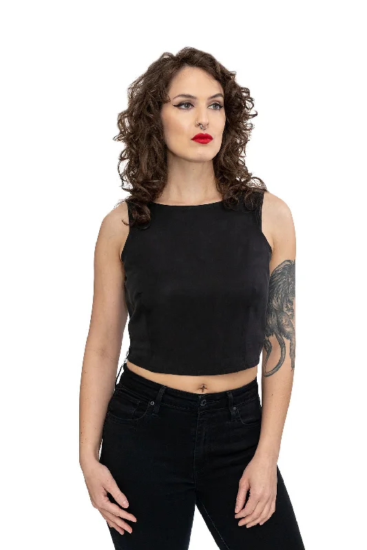 Zipped TENCEL™ Crop Top Ribbed Crop Top High Neck Heavyweight