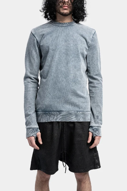 Crewneck sweater, Object Dyed Blue Mesh Sweater Canvas Denim