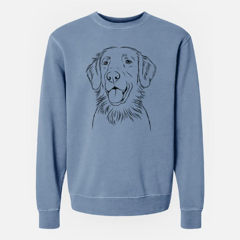 Bare Raisin the Flat Coated Retriever - Unisex Pigment Dyed Crew Sweatshirt Hoodie with Half-Zip Sporty Casual