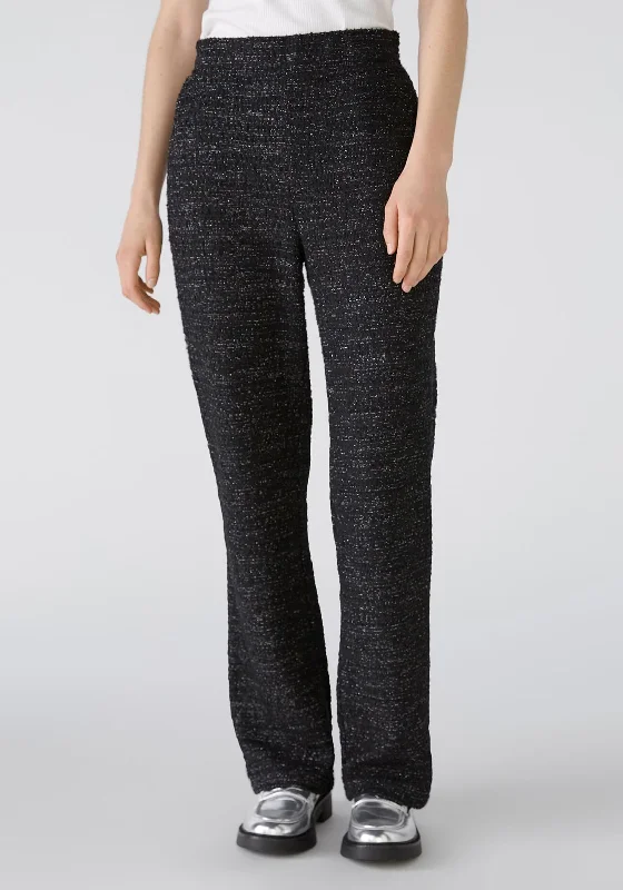Oui Shimmer Tweed Trousers, Black Trousers Winter Warm