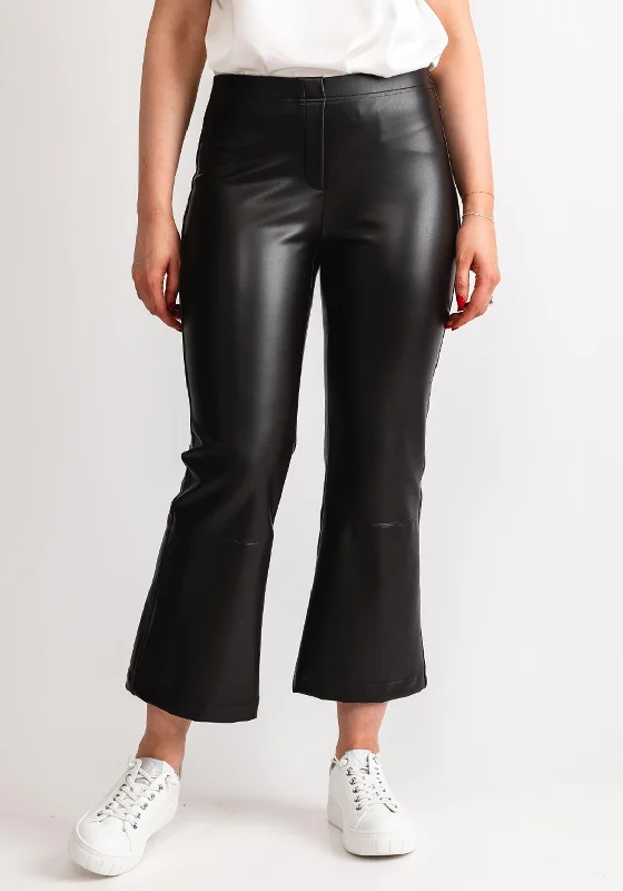 Robell Joella Faux Leather Cropped Flare Trousers, Brown Trousers Hiking Durable