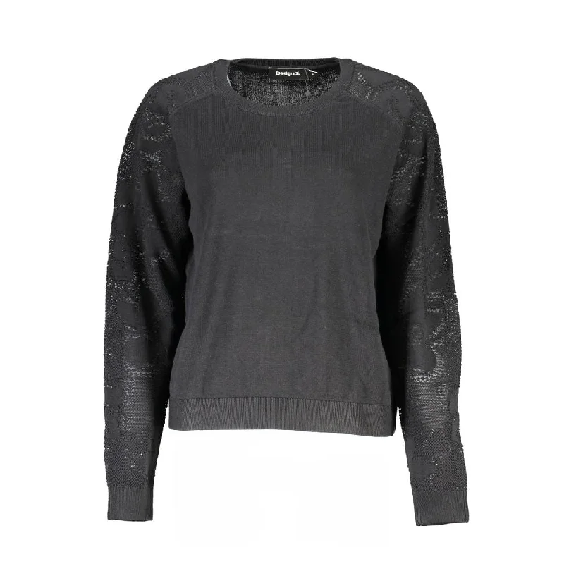 Black Cotton Sweater Terry Blend Velvet Blend Canvas Blend