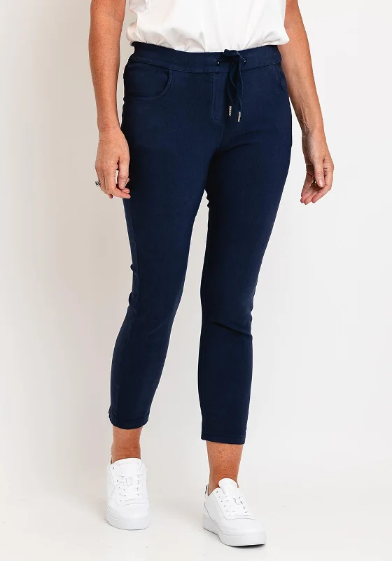 D.E.C.K by Decollage Drawstring Waist Slim Leg Trouser, Navy Trousers Favorite Customer