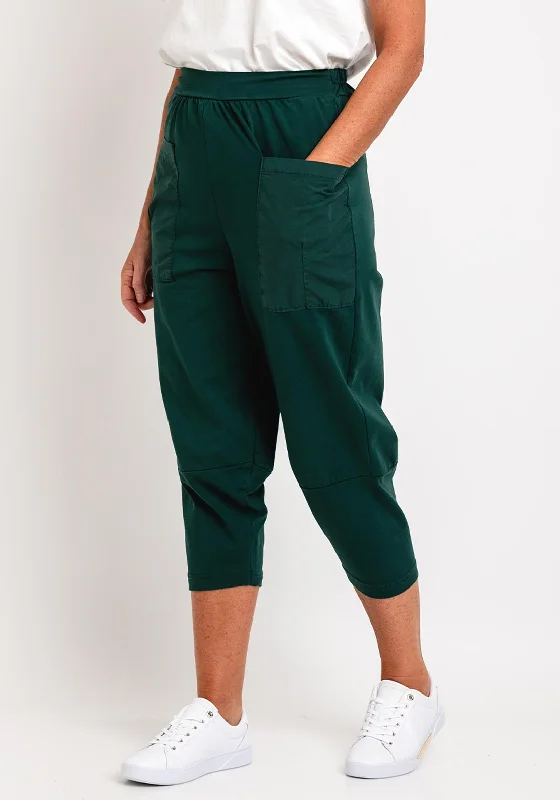 D.E.C.K. By Decollage Harlem Casual Utility Trousers, Forest Green Trousers chic elegant