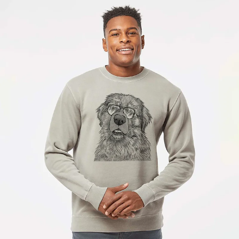 Aviator Ralph the Leonberger - Unisex Pigment Dyed Crew Sweatshirt Hoodie with Bell Sleeves Flared Feminine