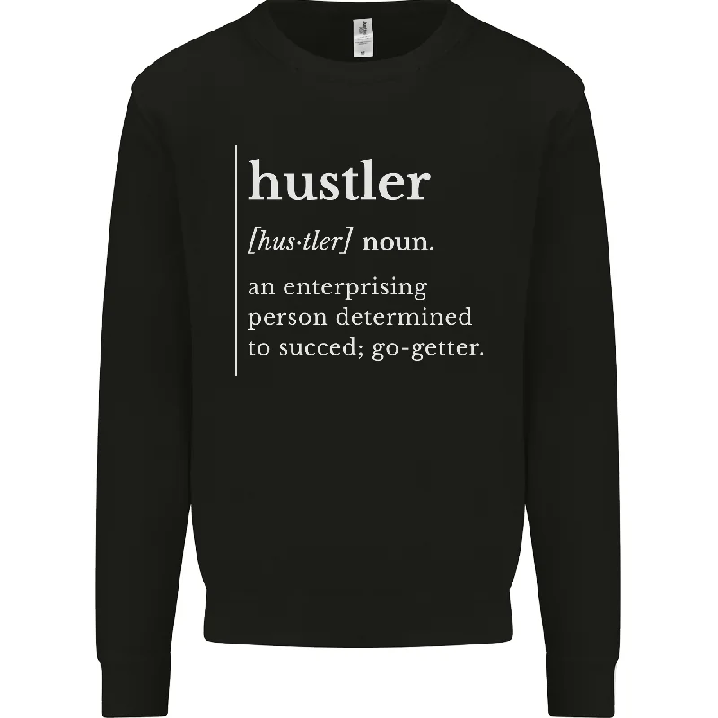 Hustler Definition Hustle Mens Sweatshirt Jumper Hoodie with High Neck Warm Protective