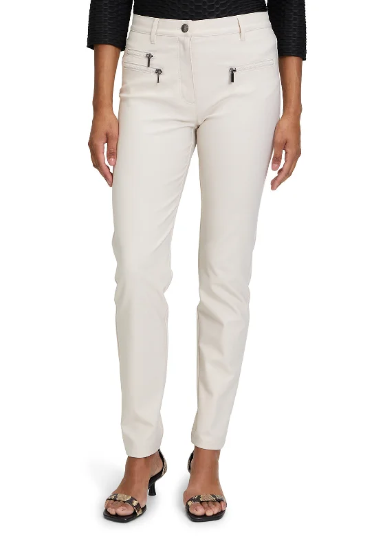 Betty Barclay Perfect Body Faux Leather Trousers, Off White Trousers Plaid Checkered