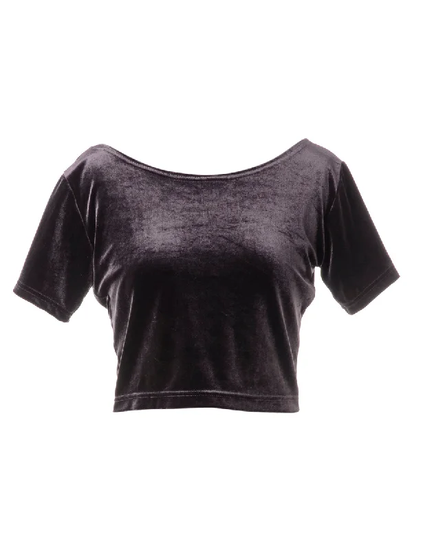 Label Velvet Low Back Crop Top Wool Fabric Cashmere Fabric Tweed Fabric