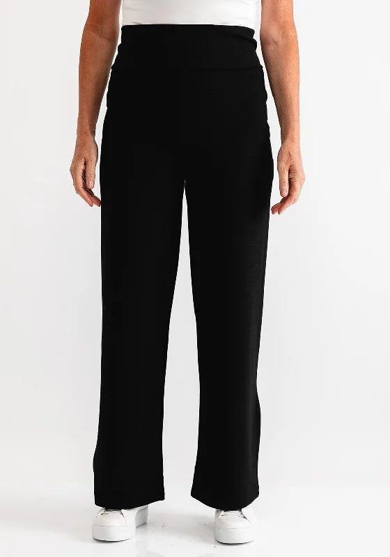 Ever Sassy Knit Wide Leg Trousers, Black Skinny Trousers Denim Stretchy