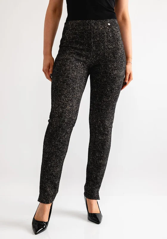 Robell Rose Knit Slim Leg Trousers, Black Trousers luxurious high-end