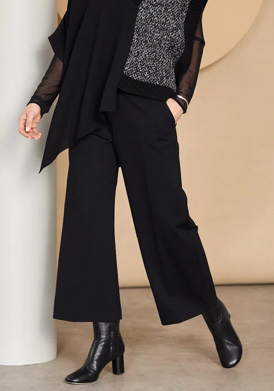 Naya Wide Leg Cropped Trousers, Black Trousers Bridal Satin