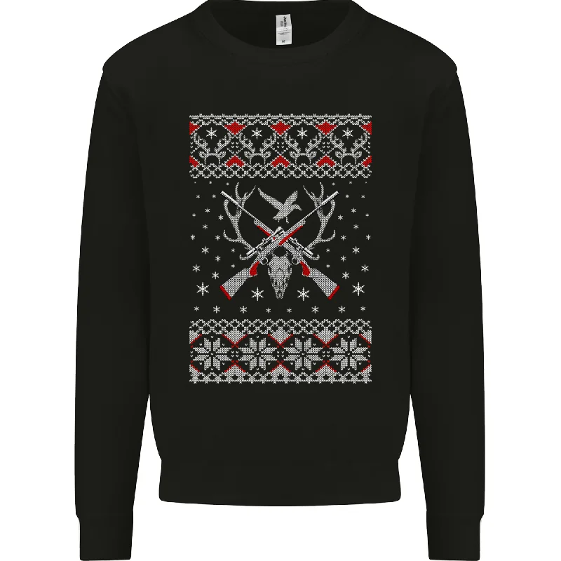Huntsmath Christmas Hunting Funny Xmas Mens Sweatshirt Jumper Hooded Sweatshirt Casual Wear Street Style