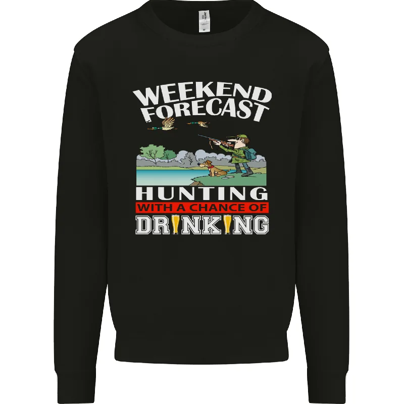 Hunting Weekend Alcohol Beer Funny Hunter Mens Sweatshirt Jumper Hoodie with Hem Elastic Stretchable Comfortable