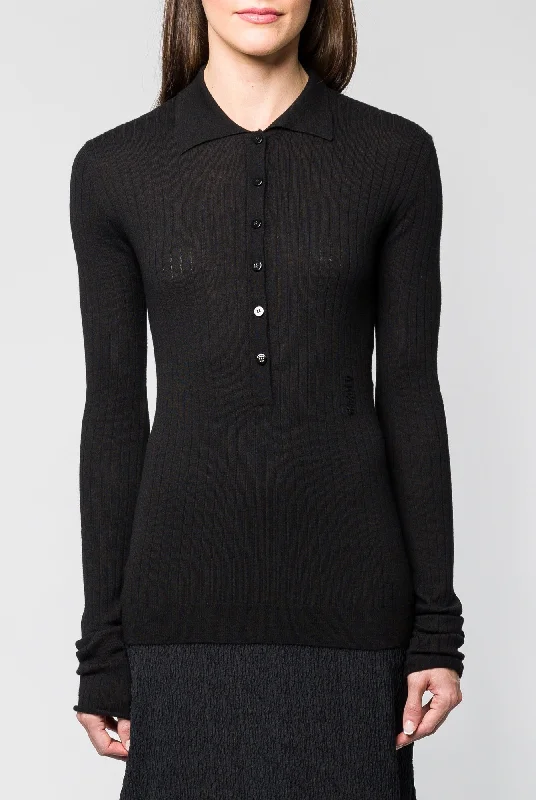 The Attico Cashmere Polo Sweater Spandex Blend Rayon Blend Denim Blend