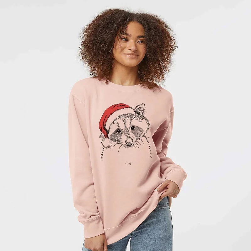 Santa Randy the Raccoon - Unisex Pigment Dyed Crew Sweatshirt Hoodie with Slim Fit Tailored Modern