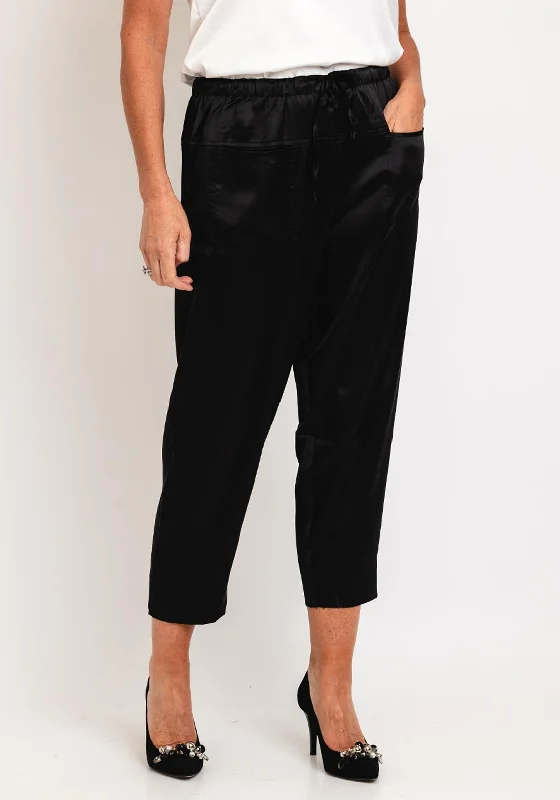 Malissa J One Size Satin Jogger Style Trouser, Black Trousers Vintage Classic