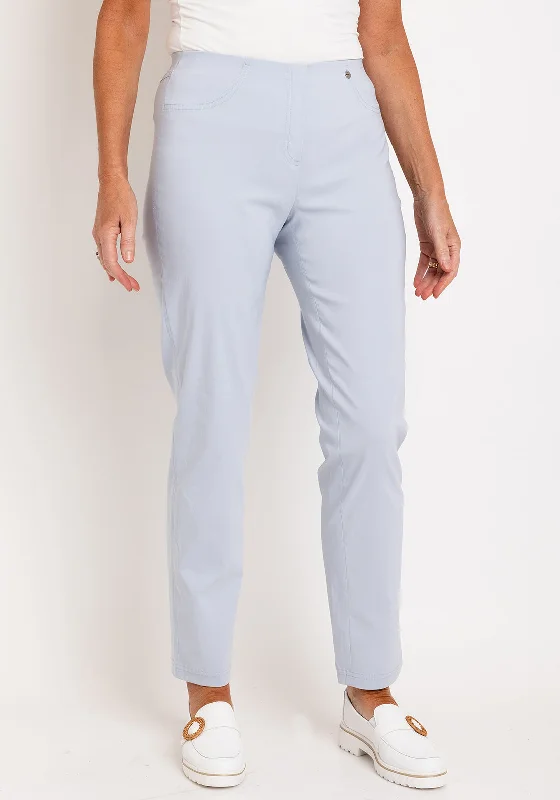 Robell Bella Full Length Stretch Trouser, Light Blue Trousers Vintage Classic