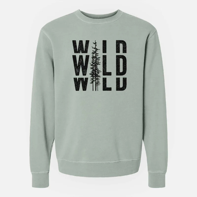 Wild - Unisex Pigment Dyed Crew Sweatshirt Hoodie with Elastic Waist Stretchable Comfortable