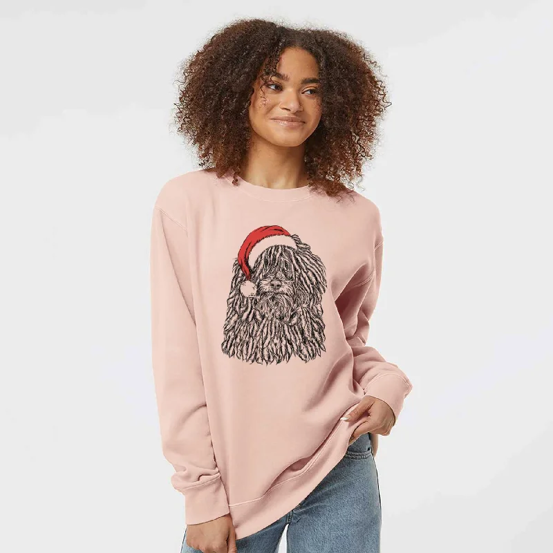Santa Rezi the Puli - Unisex Pigment Dyed Crew Sweatshirt Hoodie with Monochrome Minimalist Simple