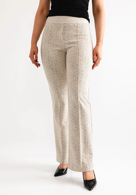 Robell Joella Knit Flare Leg Trousers, Beige Trousers practical easy-care