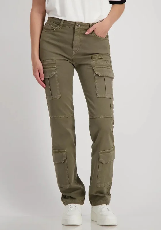 Monari Cargo Pocket Trousers, Green Trousers chic elegant