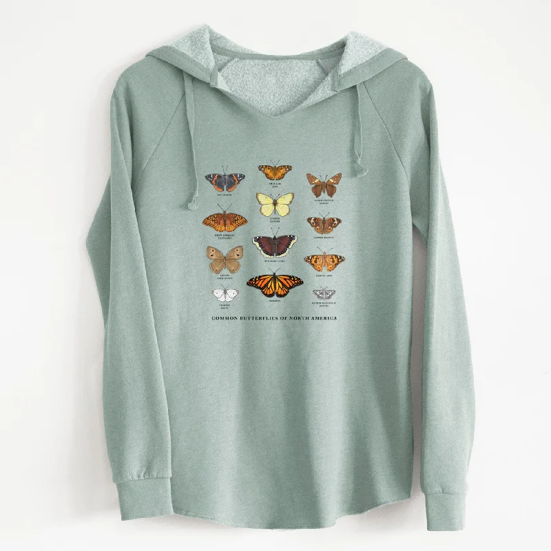 Common Butterflies of North America - Cali Wave Hooded Sweatshirt Hoodie with Hem Contrast Bold Stylish