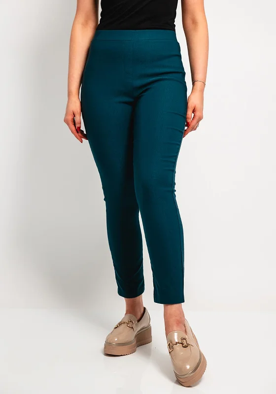 Leon Collection Fleece Lined Skinny Trousers, Teal Trousers Timeless Classic