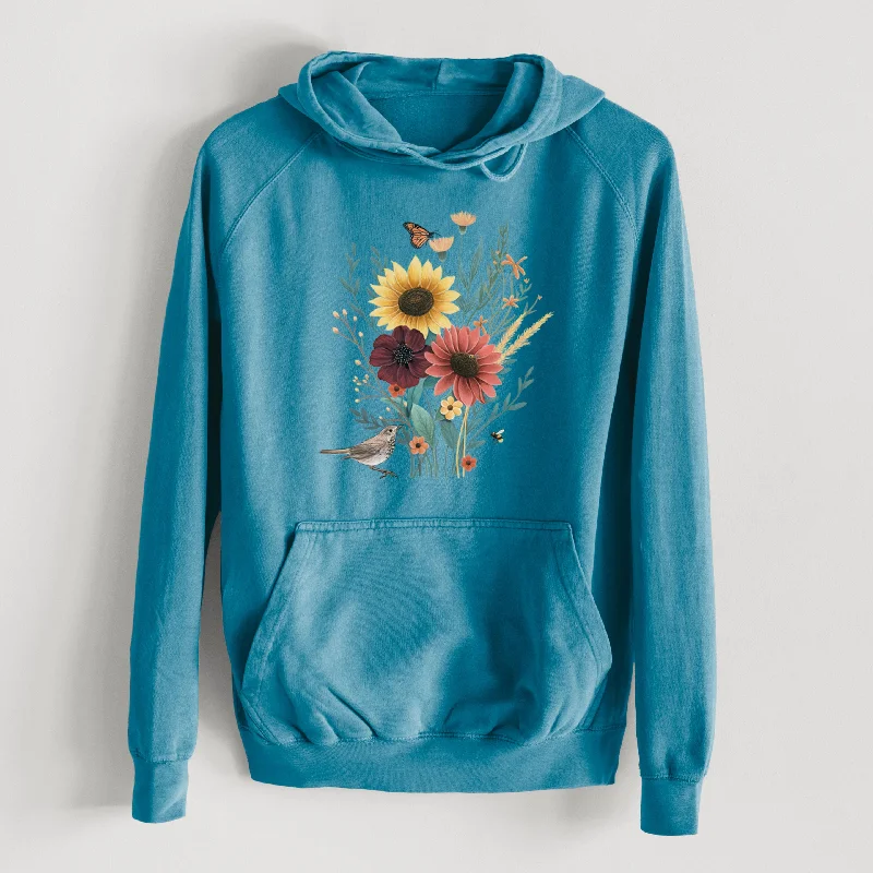 Fall Bouquet  - Mid-Weight Unisex Vintage 100% Cotton Hoodie Hoodie with Longline Fit Extended Stylish