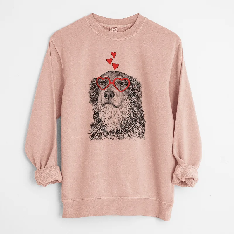 Valentine Ranger the Mixed Breed - Unisex Pigment Dyed Crew Sweatshirt Hoodie with Applique Textured Unique