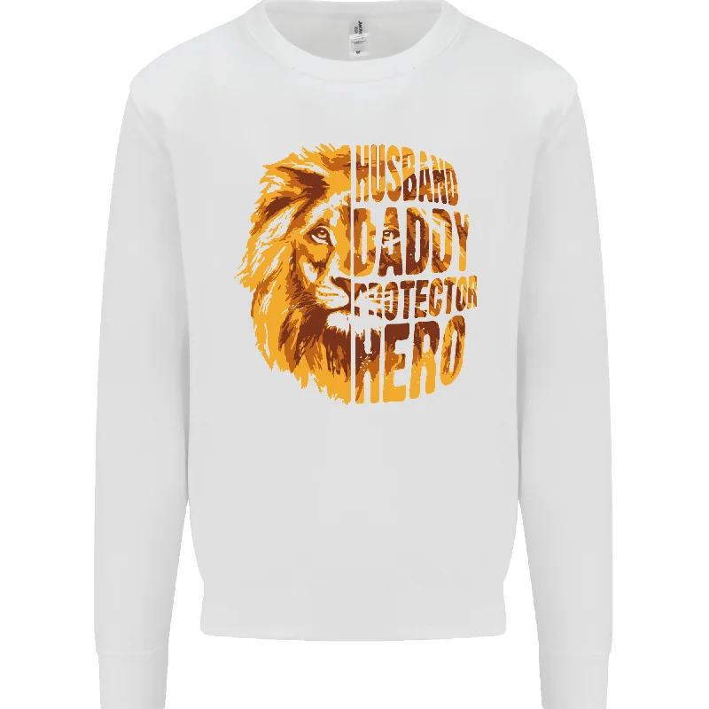 Husband Daddy Protector Hero Fathers Day Mens Sweatshirt Jumper Hoodie with Contrast Stitching Detailed Premium