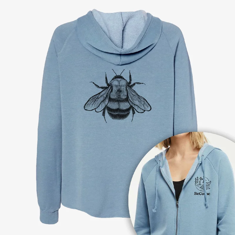 Bombus Affinis - Rusty-Patched Bumble Bee - Women's Cali Wave Zip-Up Sweatshirt Hoodie with Distressed Vintage Worn