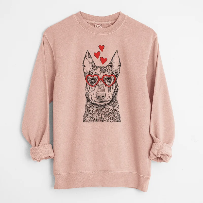 Valentine Riggs the Beauceron - Unisex Pigment Dyed Crew Sweatshirt Hoodie with Batwing Sleeves Loose Dramatic