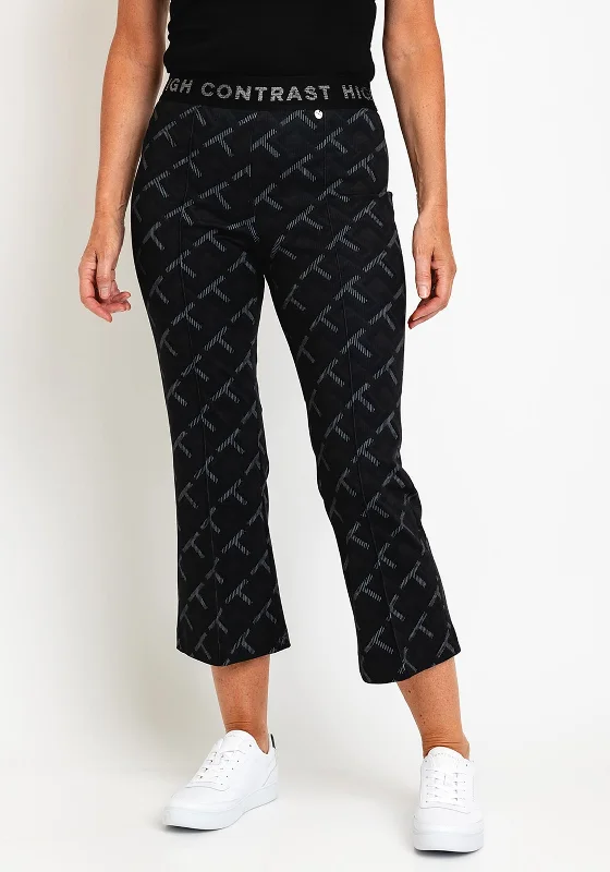 Robell Joella 09 Kick Flare Crop Trouser, Deep Brown Trousers Leisure Comfortable