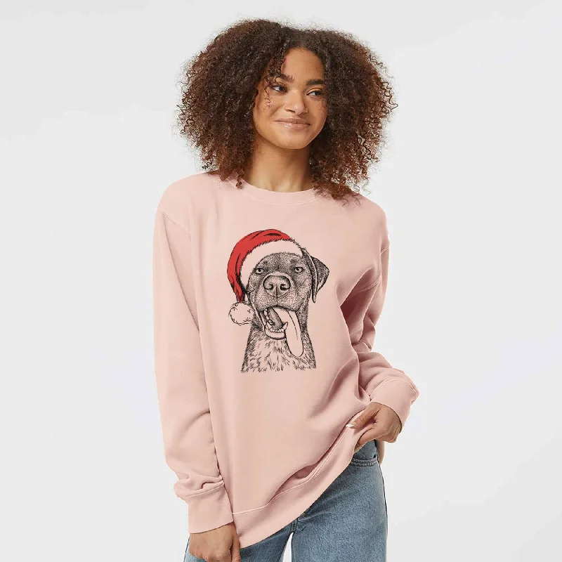Santa Reese the Mixed Breed - Unisex Pigment Dyed Crew Sweatshirt Hoodie with Drawstring Waist Adjustable Fitted