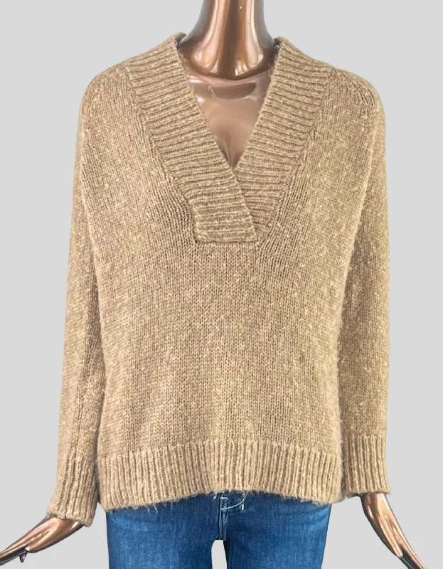 VINCE V-Neck Sweater - Small/Petite Terry Terry Cloth Terry Knit