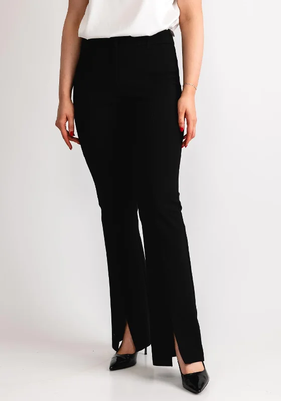 Robell Joella Slit Hem Flared Trousers, Black Trousers Wedding White