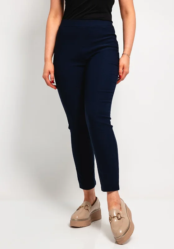 Leon Collection Fleece Lined Skinny Trousers, Navy Trousers cozy comfortable