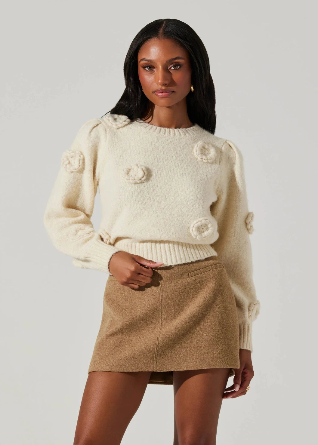 rosette sweater Satin Blend Silk Blend Wool Blend