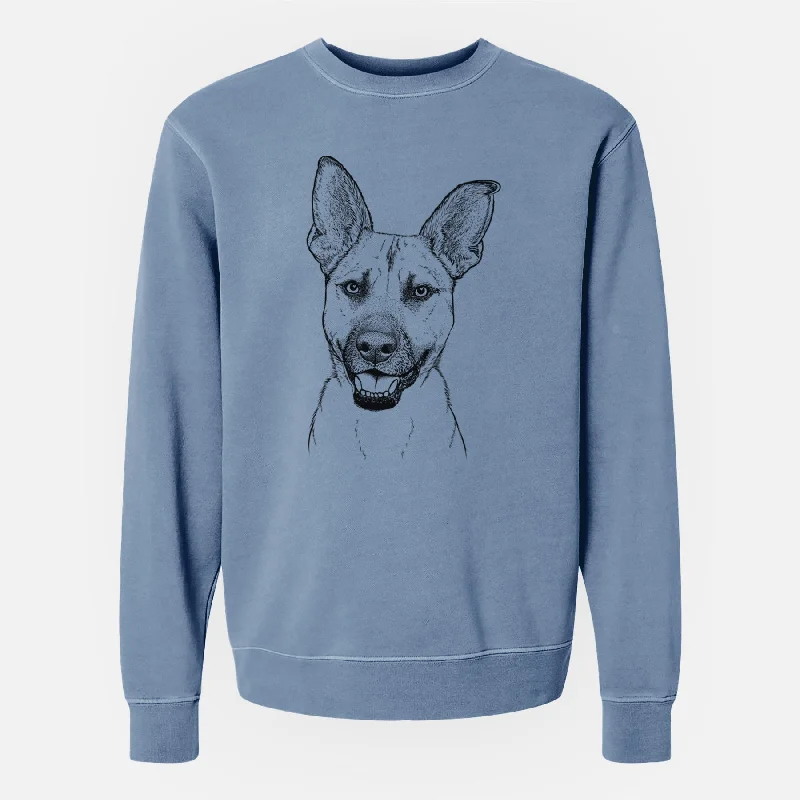 Bare Remus the German Shepherd Mix - Unisex Pigment Dyed Crew Sweatshirt Hoodie with Logo Branding Identity