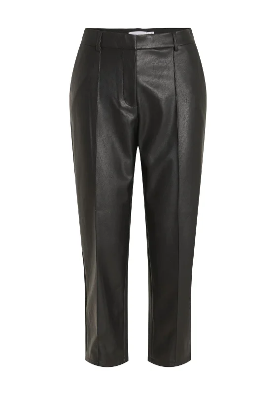 Vila Dagmar Slim Leg Coated Trouser, Black Trousers stylish modern
