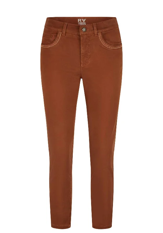 Rabe Sunny Soft Touch Skinny Trousers, Rust Brown Trousers stylish elegant